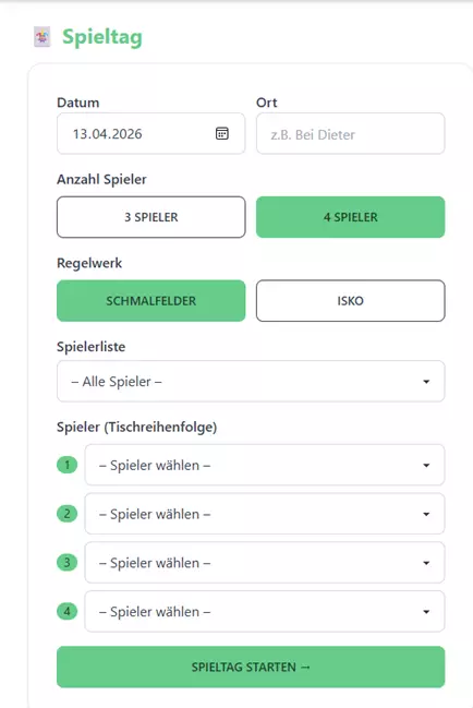 Eingabe Spieltag